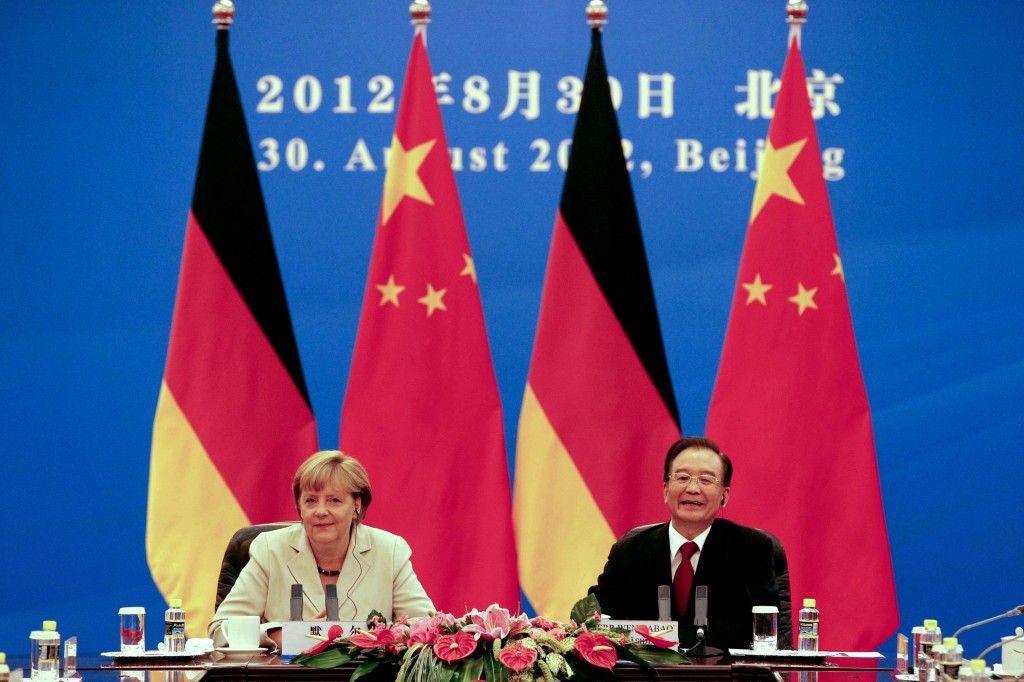 Angela Merkel e Wen Jiabao durante gli incontri bilaterali al Palazzo del Popolo di Pechino