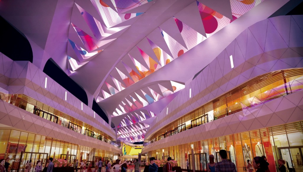 Vista del soffitto led dell’Huafa Mall